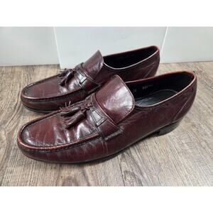 Florsheim Pisa Moc Toe Tassel Loafers Burgundy Leather Shoes Size 11